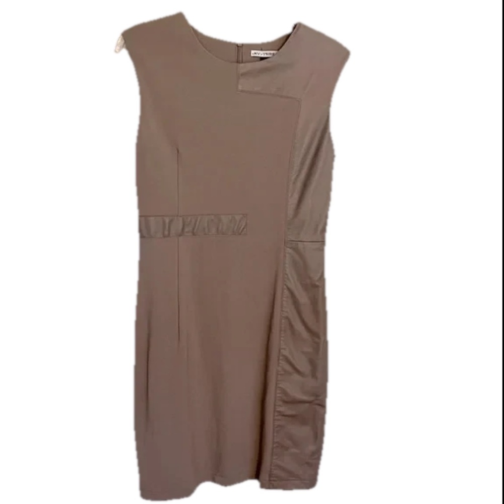 My Tribe Size Medium Ponte Roma A Line Sleeveless Dress Leather Accents
